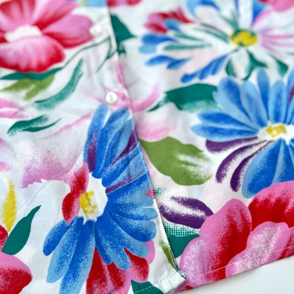 Secondhand Floral Button Down Short Sleeve Shirt - Picture 3 of 4